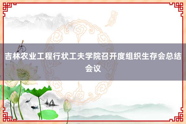吉林农业工程行状工夫学院召开度组织生存会总结会议