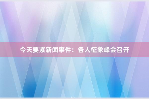 今天要紧新闻事件：各人征象峰会召开